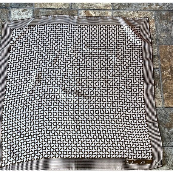 Vintage 1970’s Anne Klein Scarf FOR ROBINSON & GOLLUBER Scarf Geometric Motif - Picture 1 of 6
